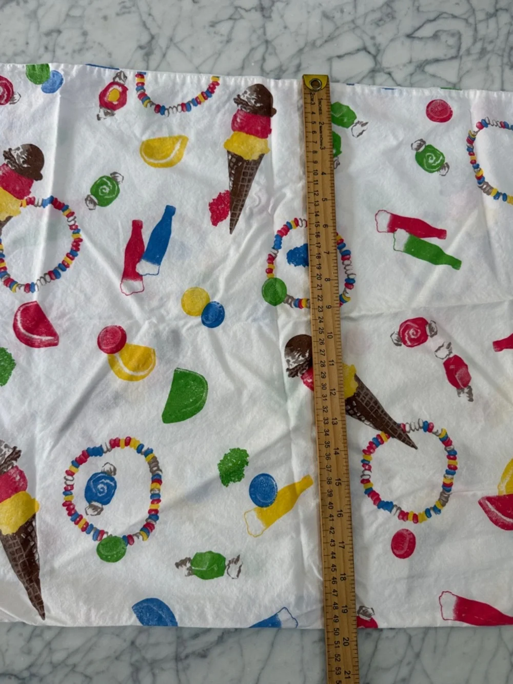Rare Vermont Country Store Queen Flat Sheet Pillowcases Ice Cream Candy Taffy